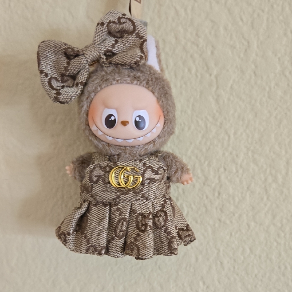 Designer Labubu Pin For Love Clothes- Brown Dress With Bow *Labubu Not Included*